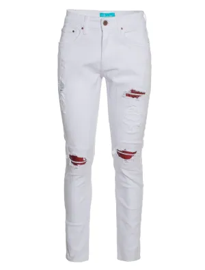 PX Jean with Python snake skin knee Patch