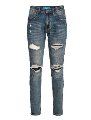 PX Jean with Quilted pleather patches