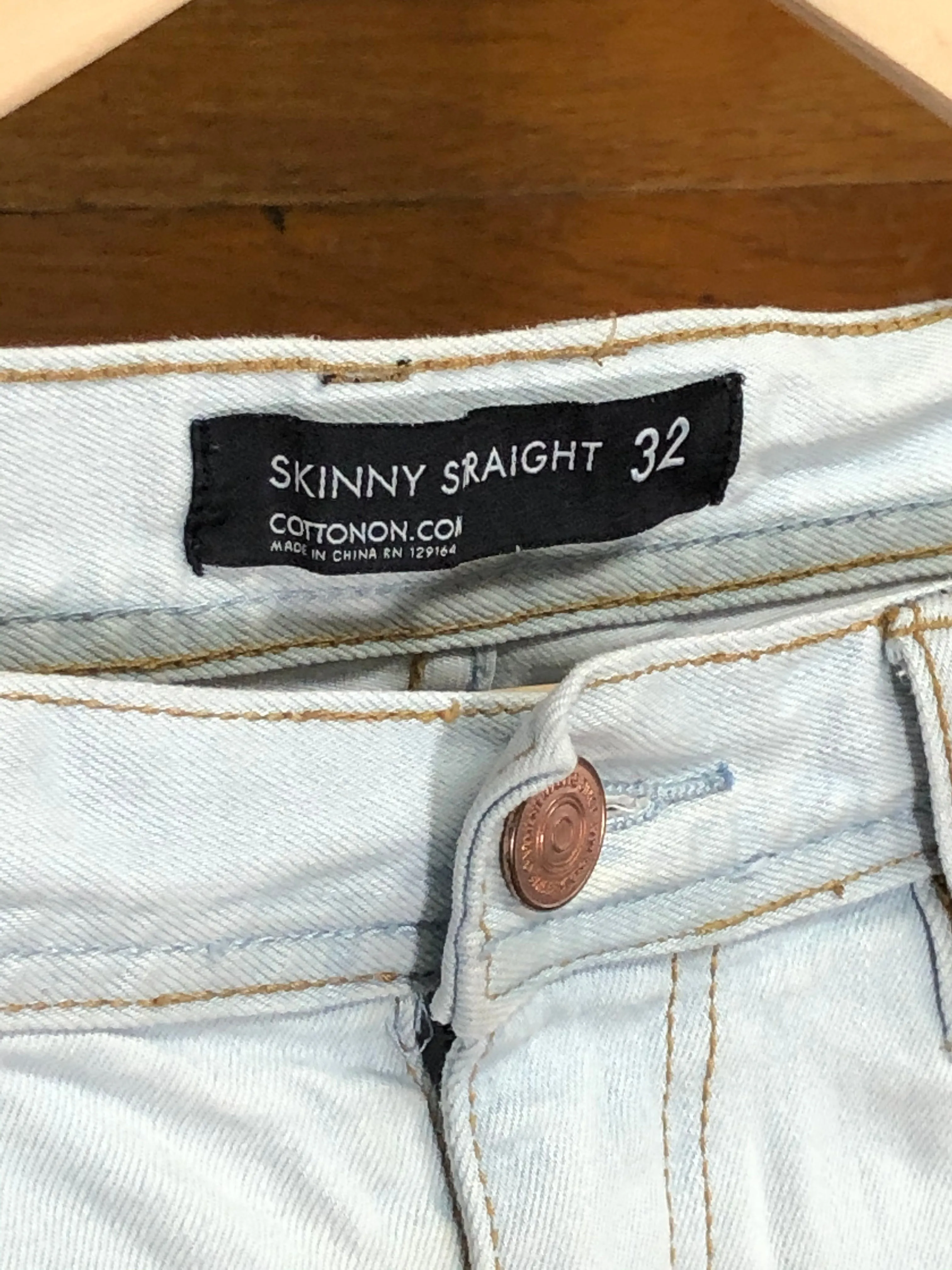 "1 of 1" Dyed & Distressed Patchwork Jeans (32x29)