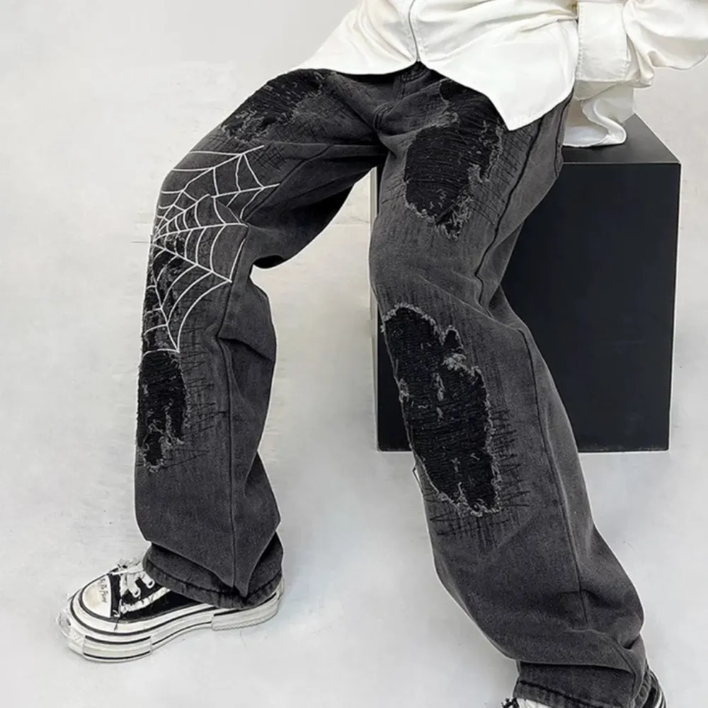 "Black Spider Ripped" Jeans