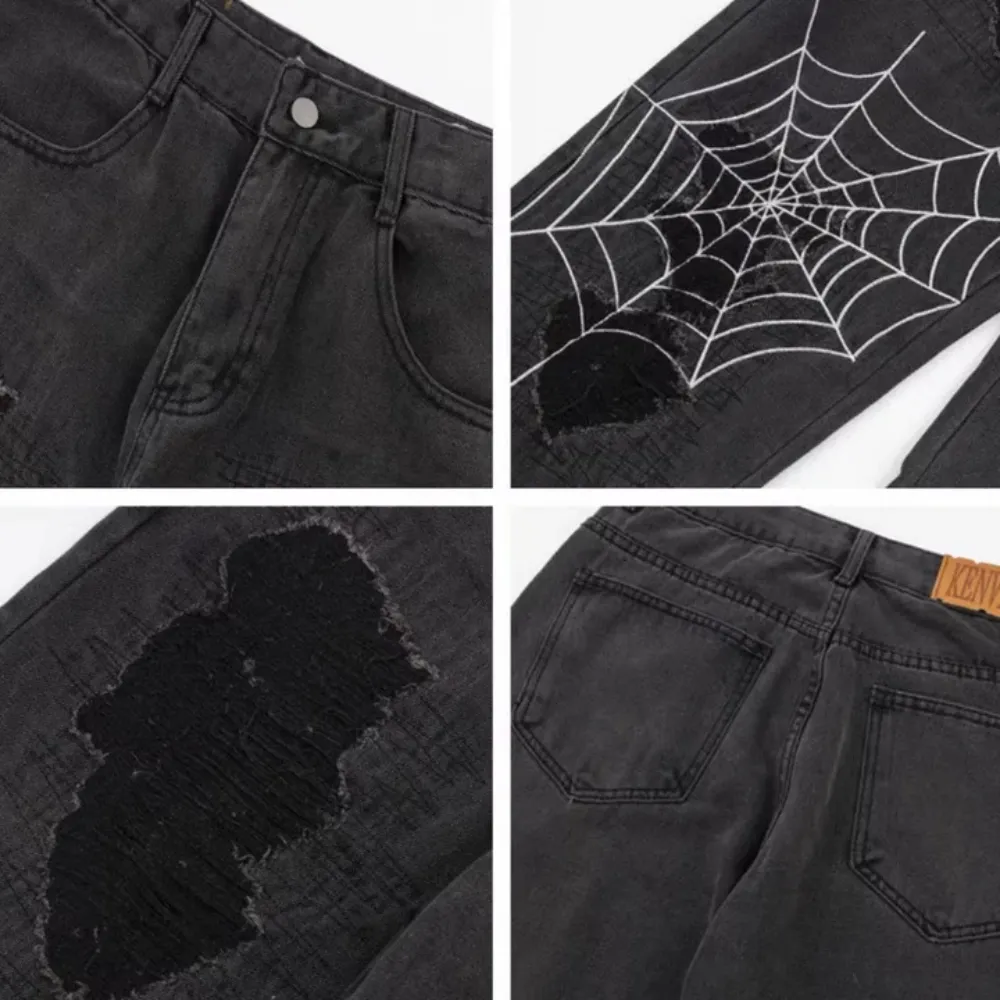"Black Spider Ripped" Jeans