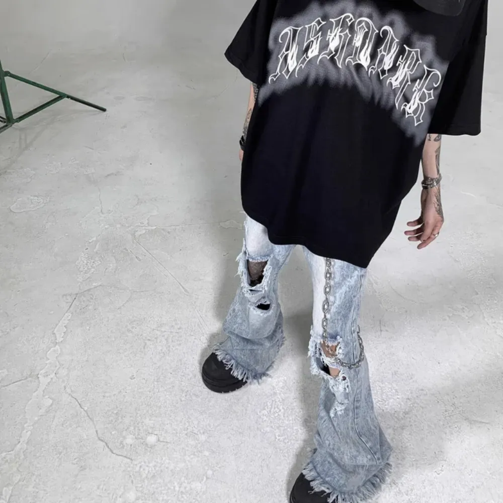 "High Street Boot Cut Frayed" Jeans