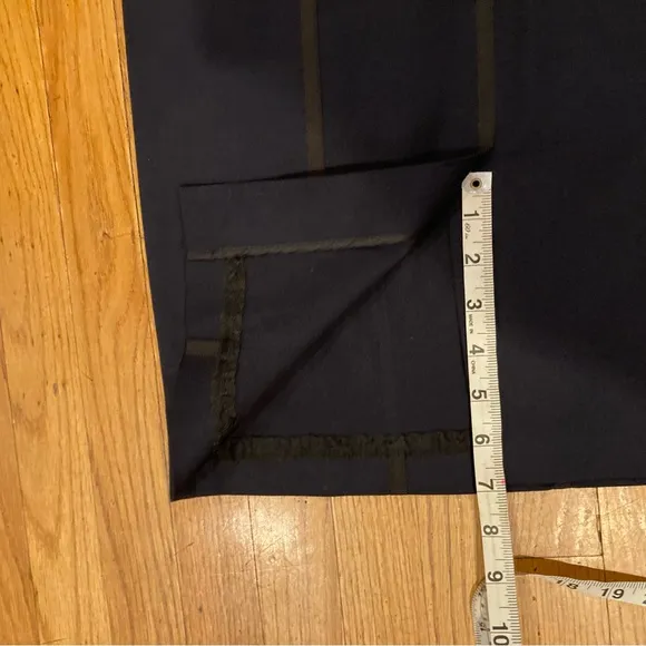 Rag &amp; Bone Cotton And Leather Pencil Skirt Navy Sleek Trendy