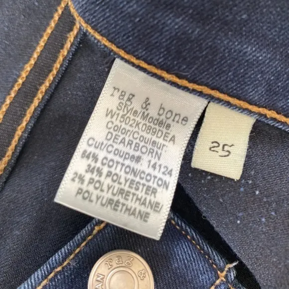 Rag &amp; Bone Skinny Jeans Dearborn Released Hem size 25