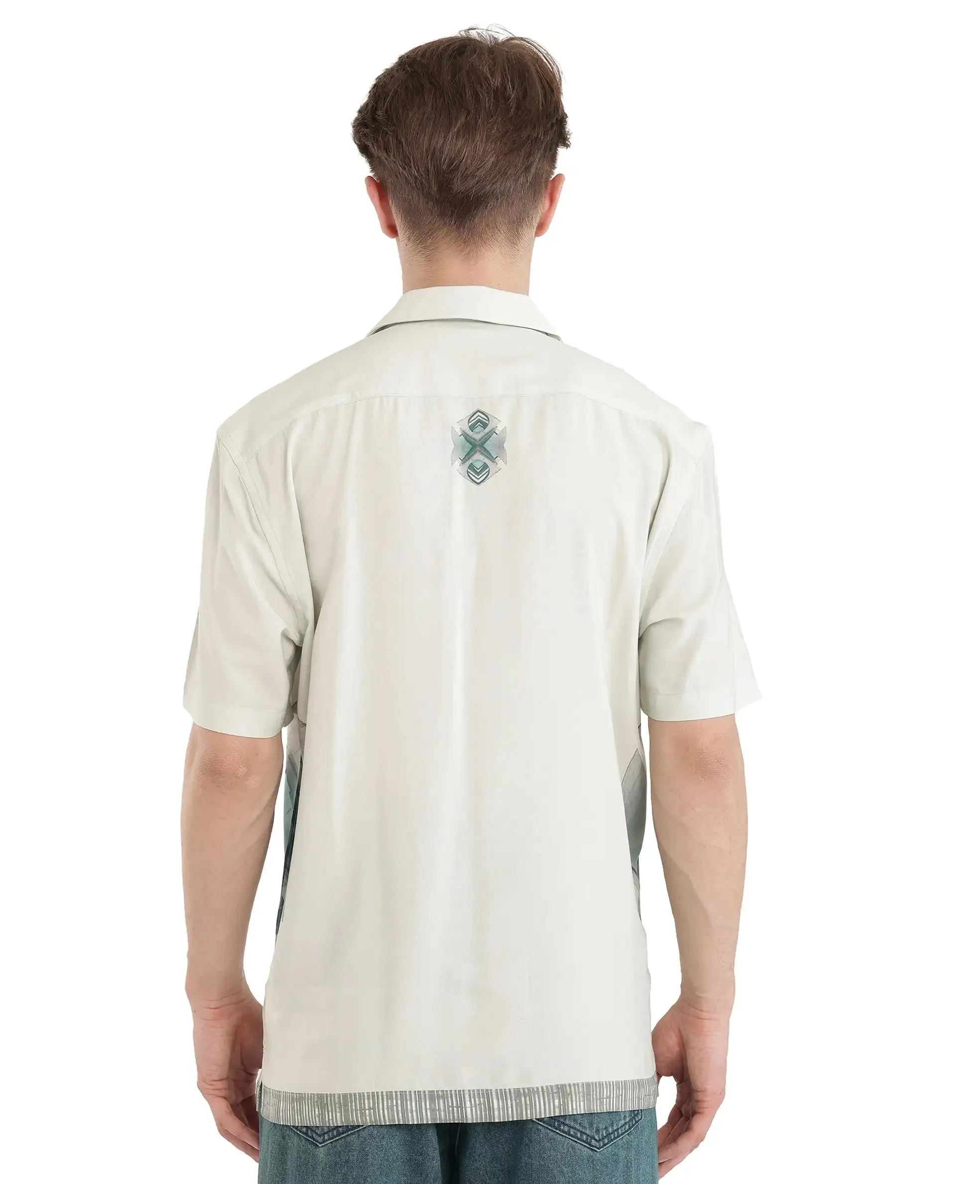 Rare Rabbit Men Aeron Pastel Green Viscose Fabric Printed Shirt