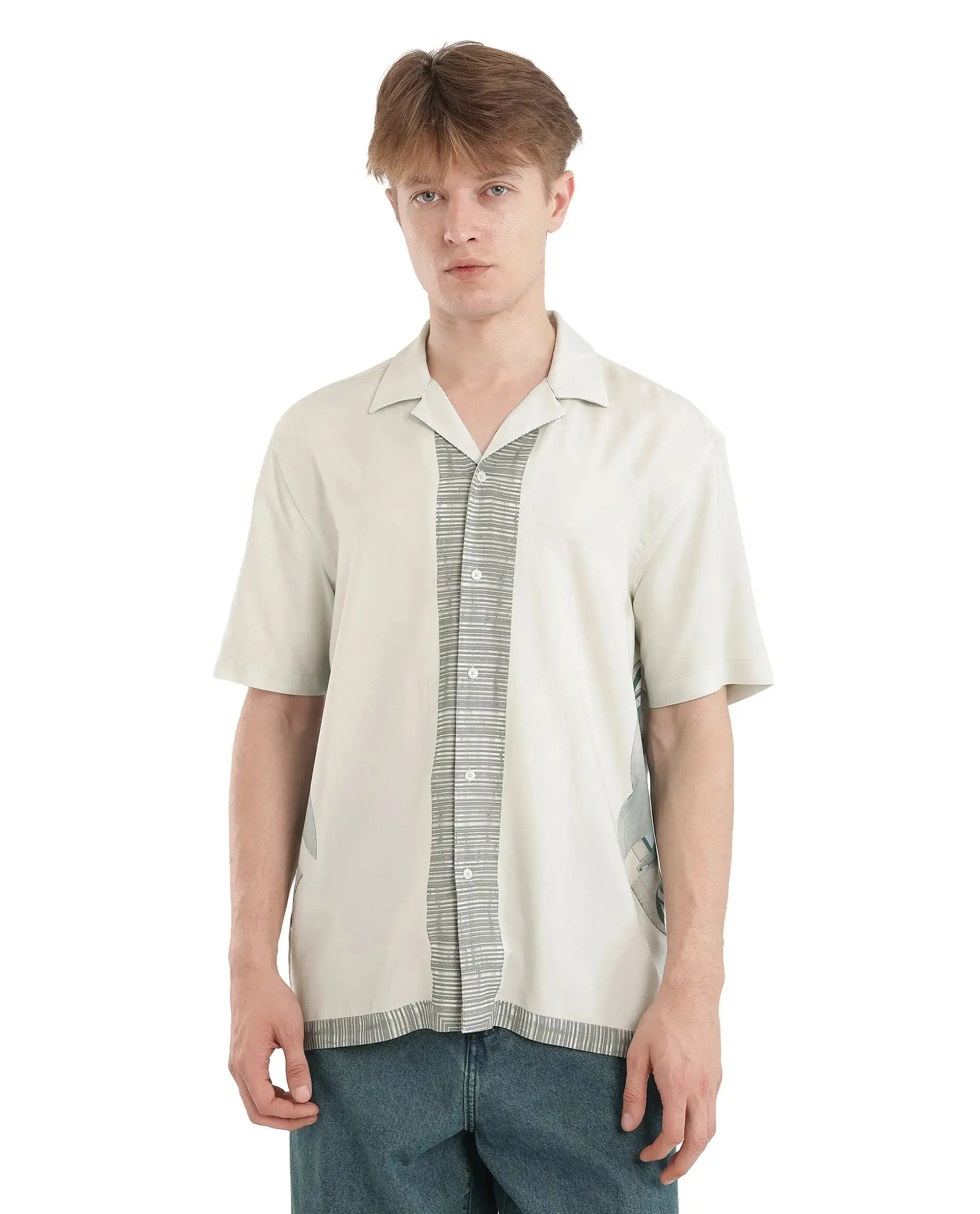 Rare Rabbit Men Aeron Pastel Green Viscose Fabric Printed Shirt