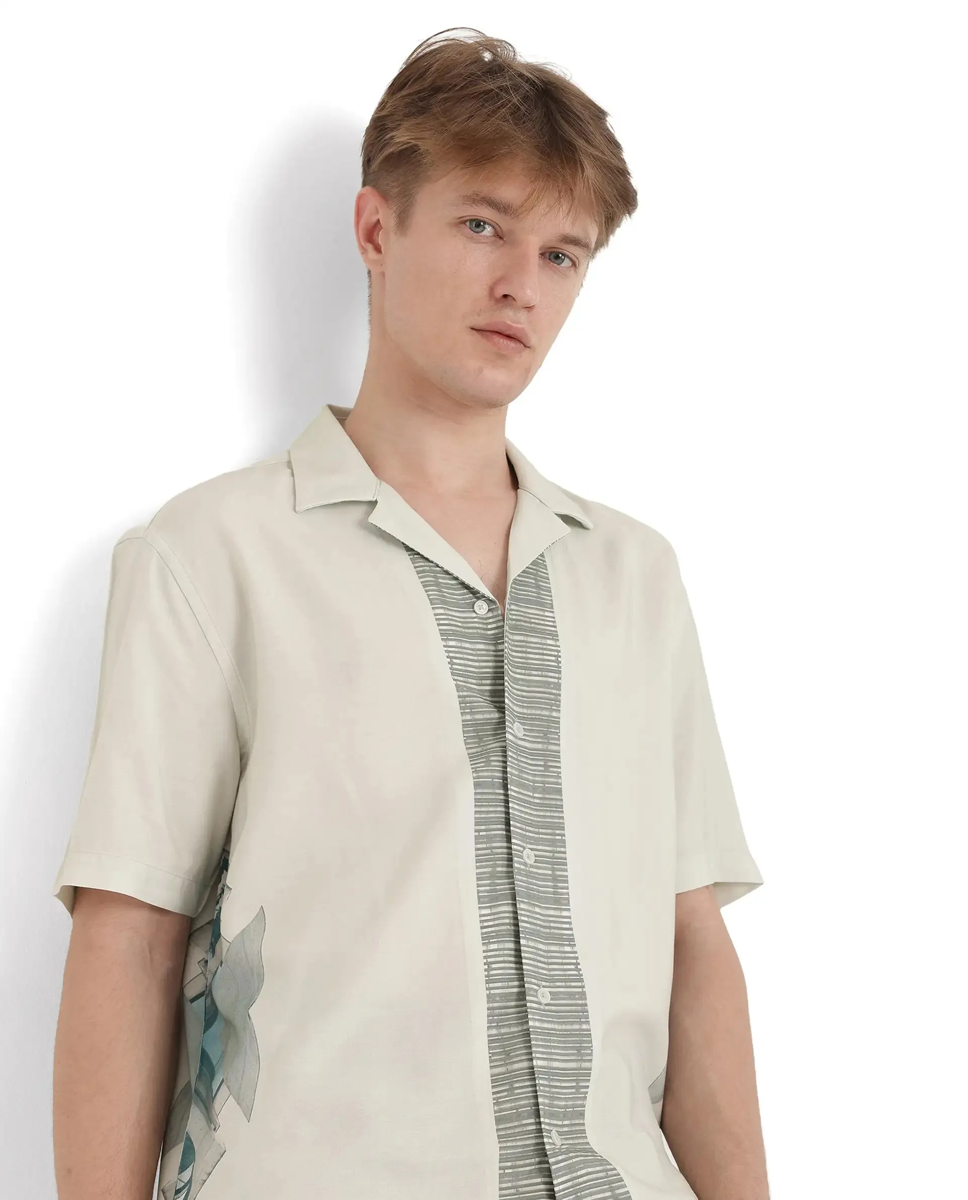 Rare Rabbit Men Aeron Pastel Green Viscose Fabric Printed Shirt