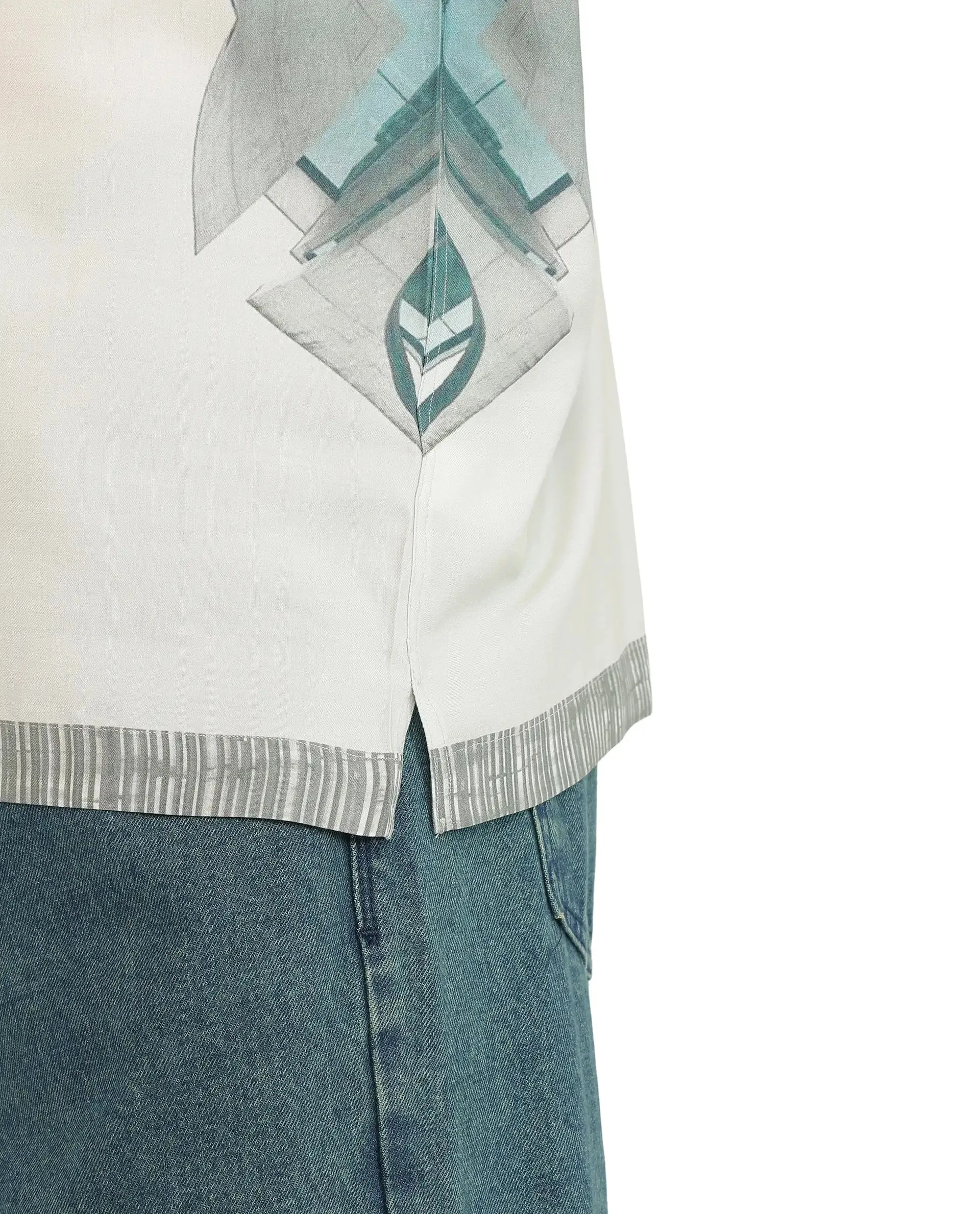 Rare Rabbit Men Aeron Pastel Green Viscose Fabric Printed Shirt