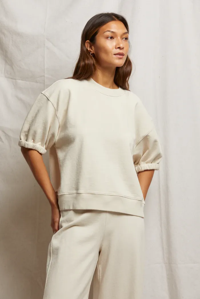 Rebecca Short Sleeve Sweatshirt in Sugar | Perfect White Tee