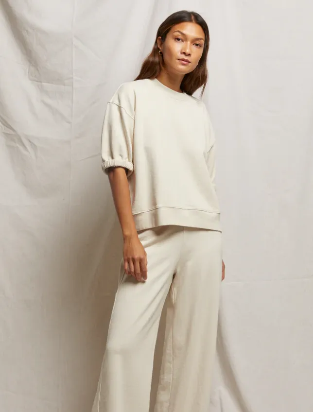Rebecca Short Sleeve Sweatshirt in Sugar | Perfect White Tee