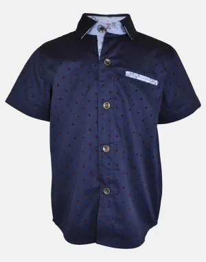 Reuben: Navy square short sleeve shirt
