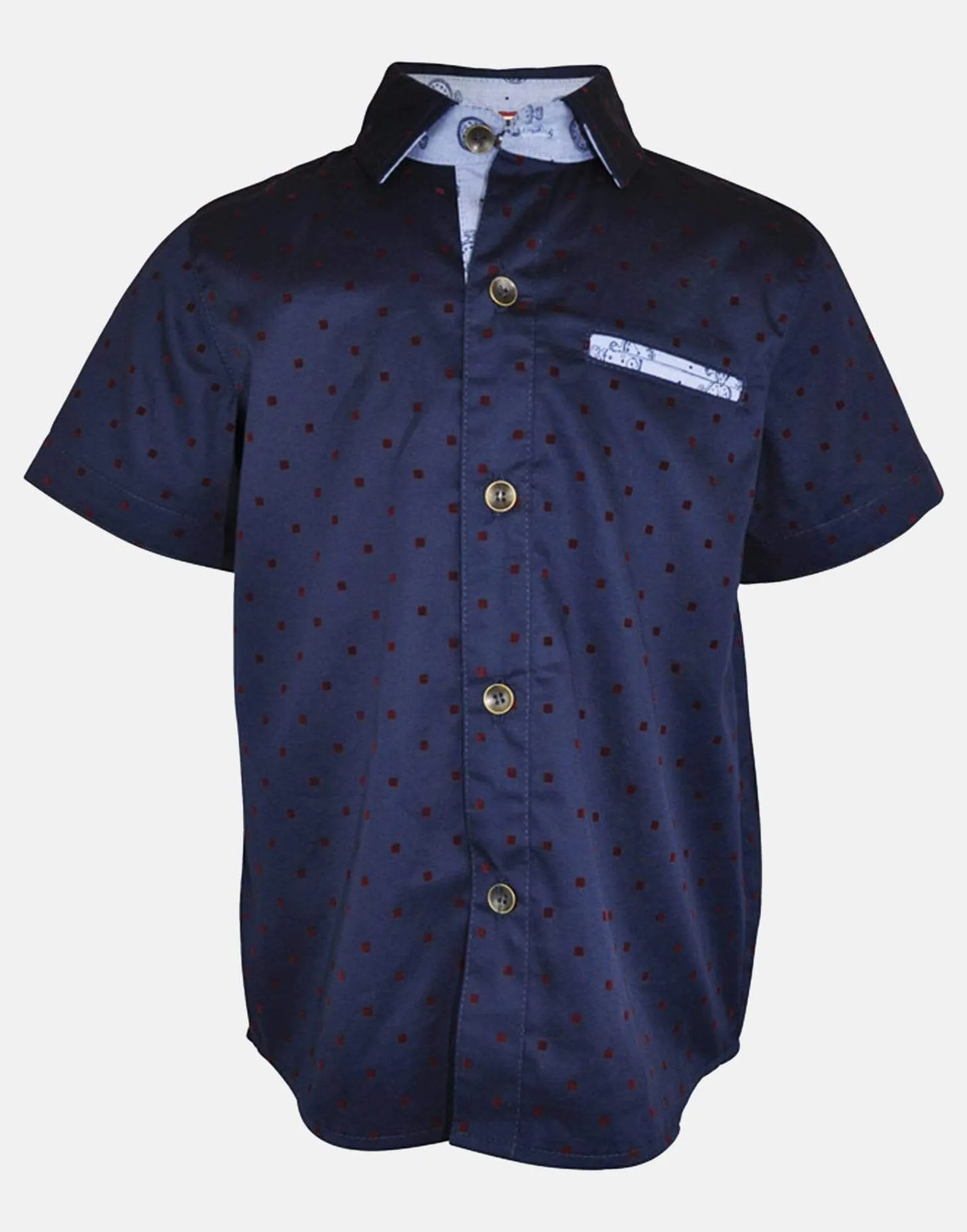 Reuben: Navy square short sleeve shirt