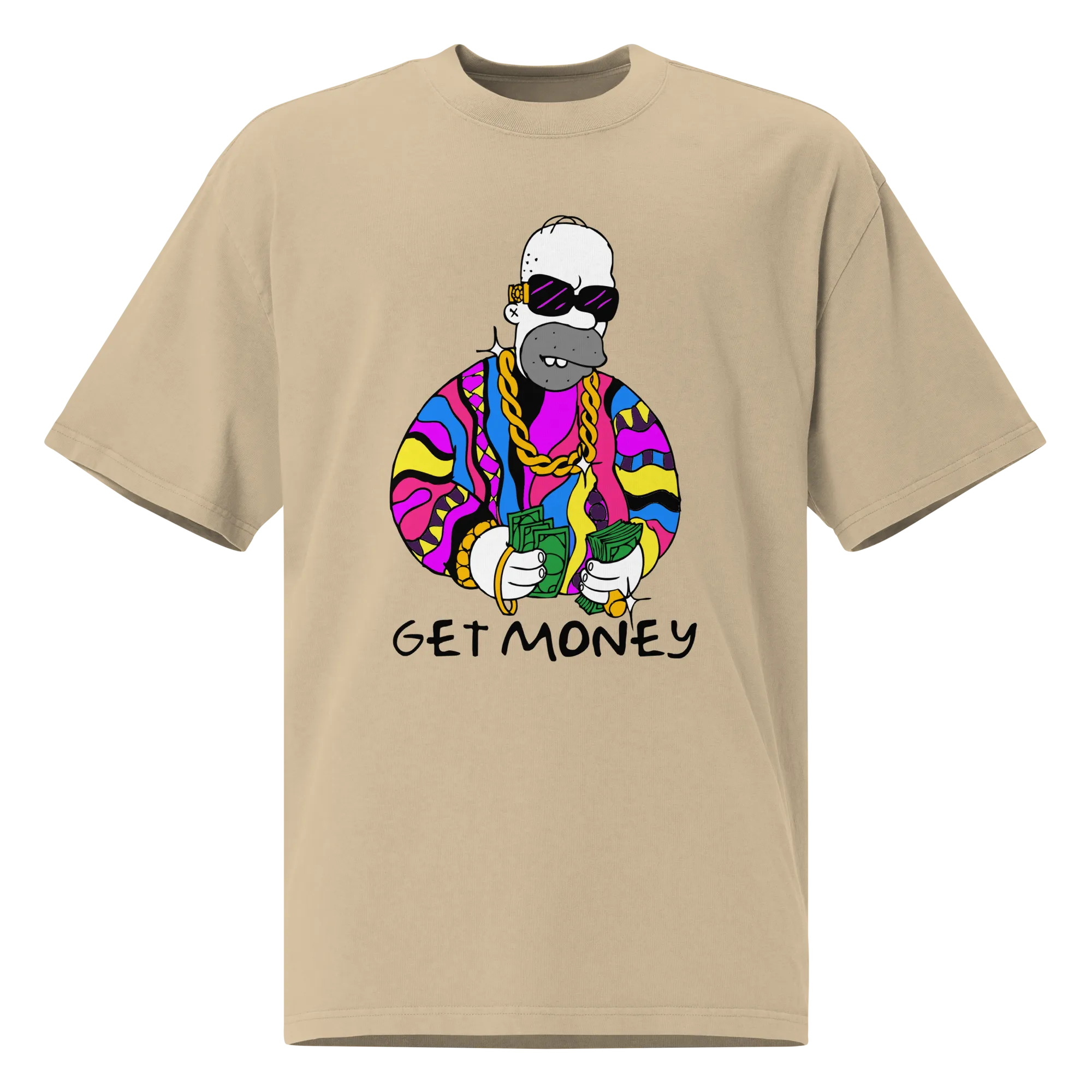 Rich Homer Quan x Get Money Oversized Unisex faded t-shirt