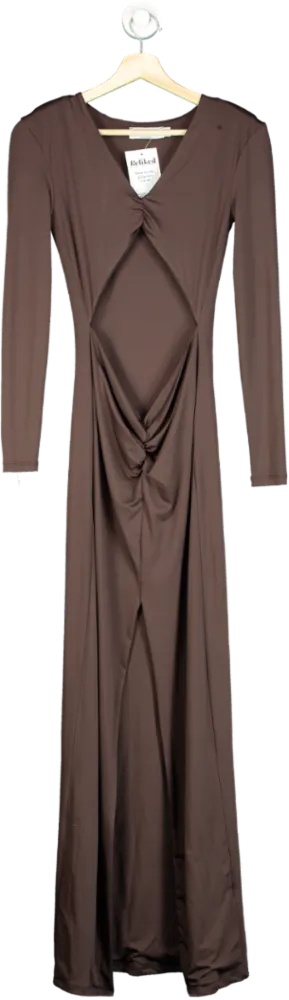 Rick Owens Brown Long Sleeve Maxi Dress UK 10
