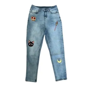Sailor Moon Hot Topic Exclusive Embroidered Patch Jeans Sz 5