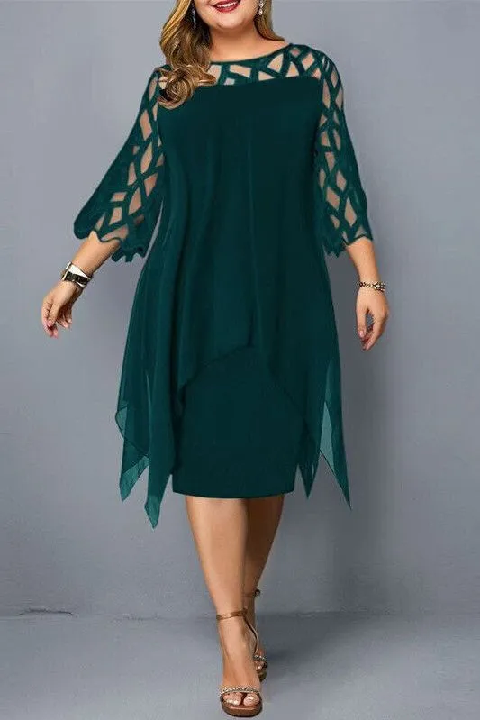 Sarah™️ | Chic Plus Size Midi Dress for Modern Women