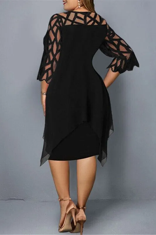 Sarah™️ | Chic Plus Size Midi Dress for Modern Women