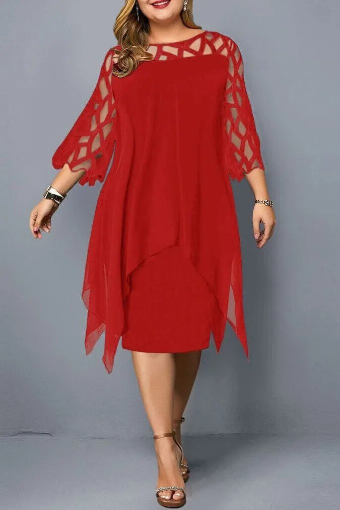 Sarah™️ | Chic Plus Size Midi Dress for Modern Women