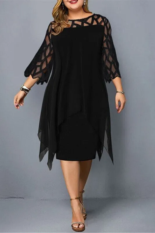 Sarah™️ | Chic Plus Size Midi Dress for Modern Women