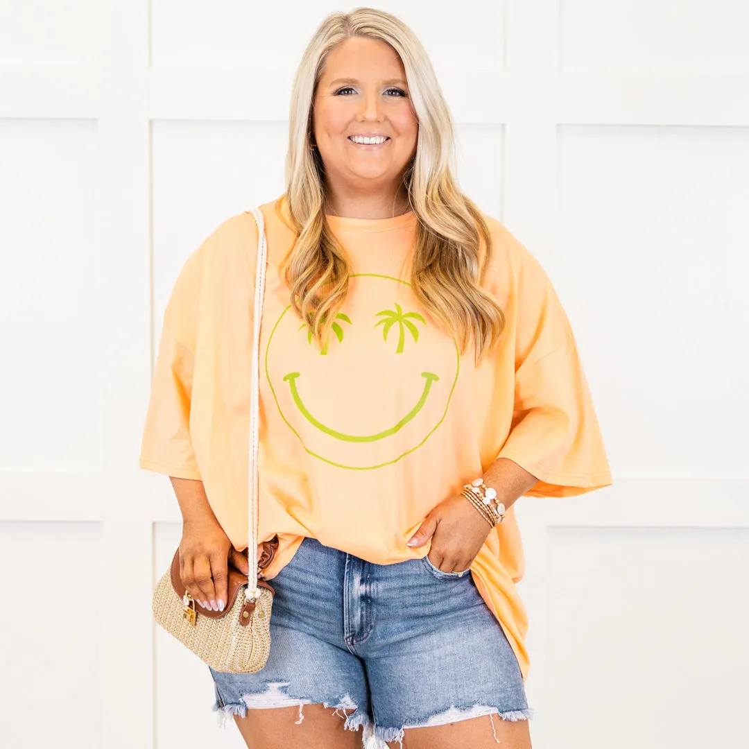 Seeing Palms Boyfriend Tee, Neon Coral
