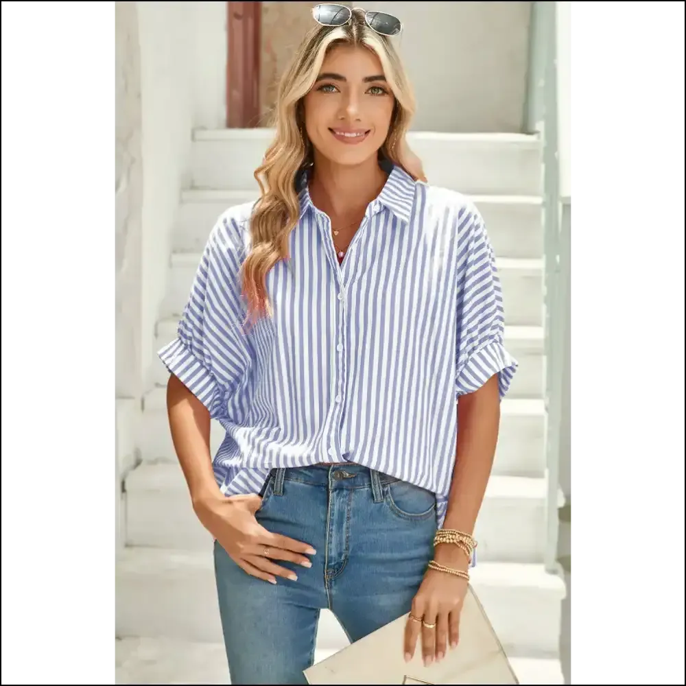 Sky Blue Stripe Blouse: from "Meh" to "Damn, Girl!" at Needful Things 💙