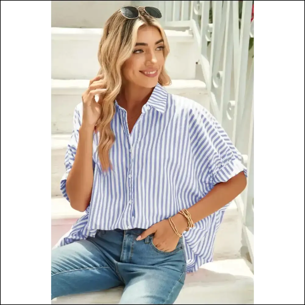 Sky Blue Stripe Blouse: from "Meh" to "Damn, Girl!" at Needful Things 💙