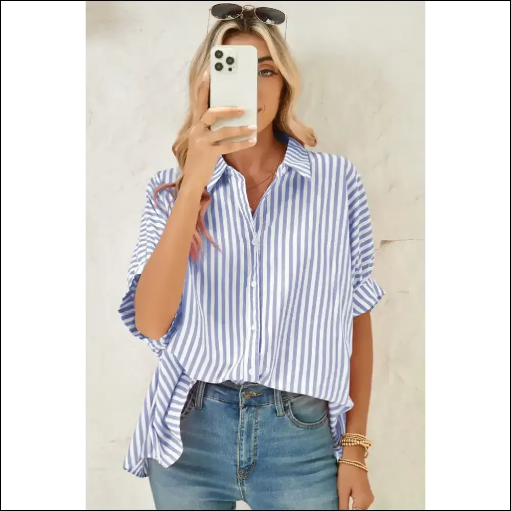 Sky Blue Stripe Blouse: from "Meh" to "Damn, Girl!" at Needful Things 💙