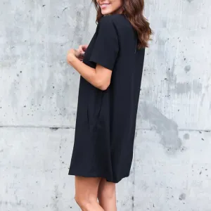 Sleeveless Boyfriend Pocket Plain Dress