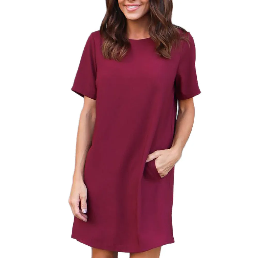 Sleeveless Boyfriend Pocket Plain Dress