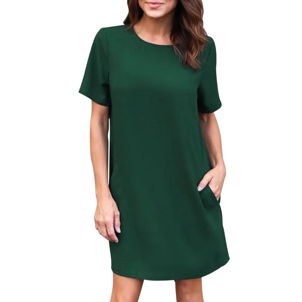 Sleeveless Boyfriend Pocket Plain Dress