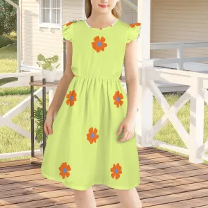 Sleeveless Ruffle Trim Girls Dress