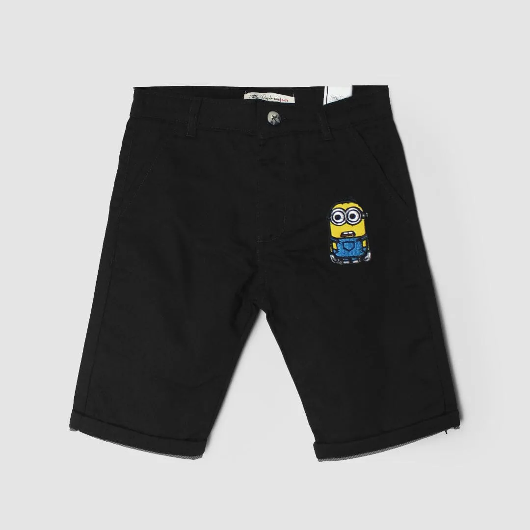 Smart Black Themed Summer Boys Short
