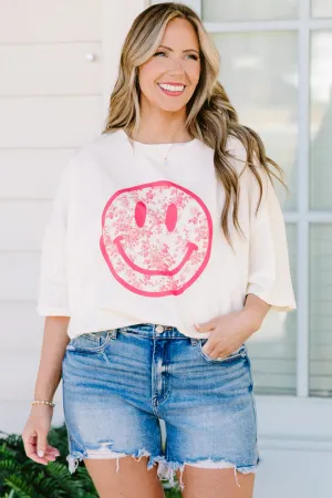 Smiles At The Coast Boyfriend Tee, Ivory