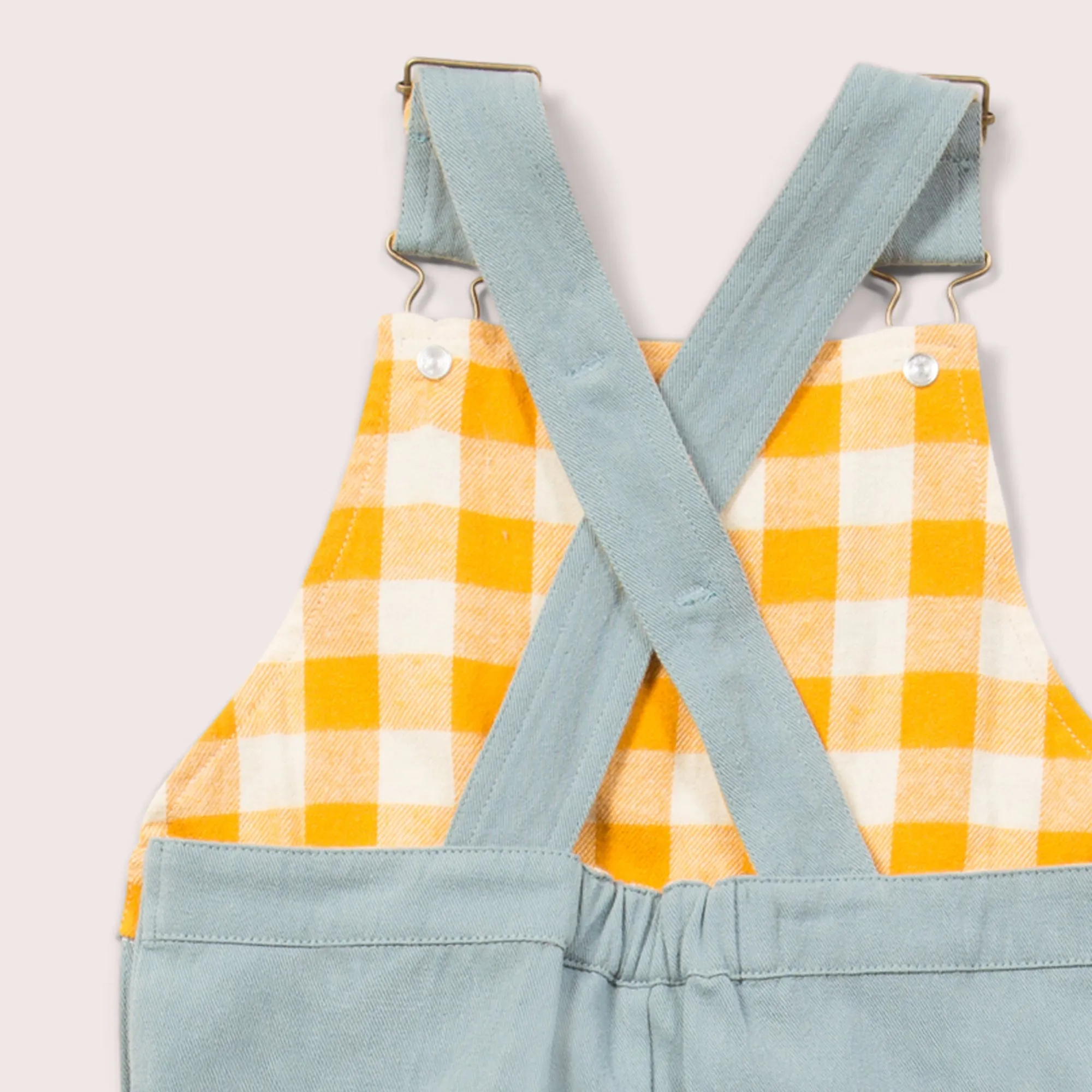 Soft Blue Twill Dungaree Shorts
