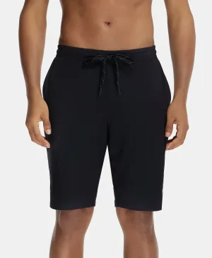 Soft Touch Microfiber Elastane Stretch Shorts with Back Zipper Pocket and StayFresh Treatment - Black