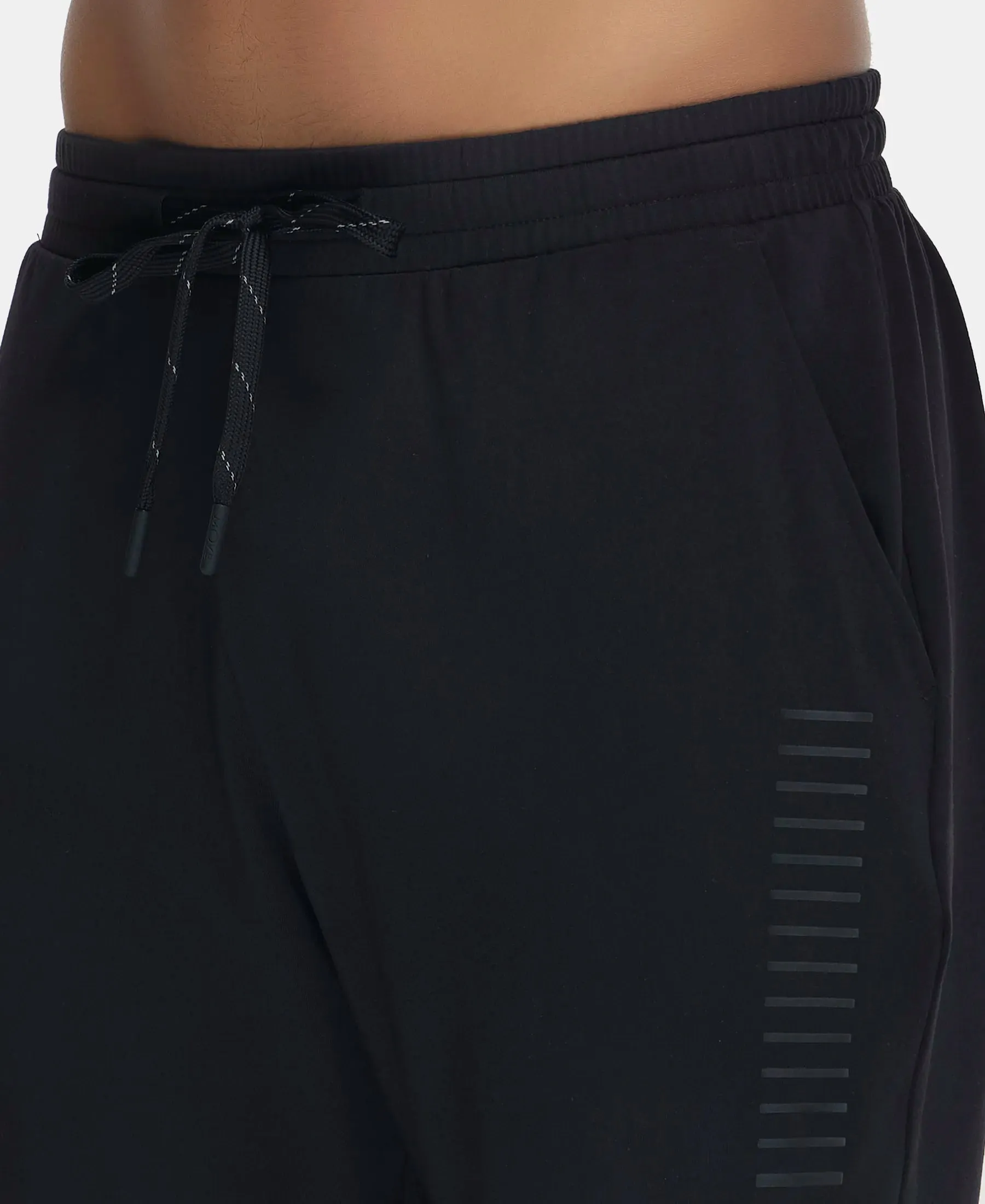 Soft Touch Microfiber Elastane Stretch Shorts with Back Zipper Pocket and StayFresh Treatment - Black