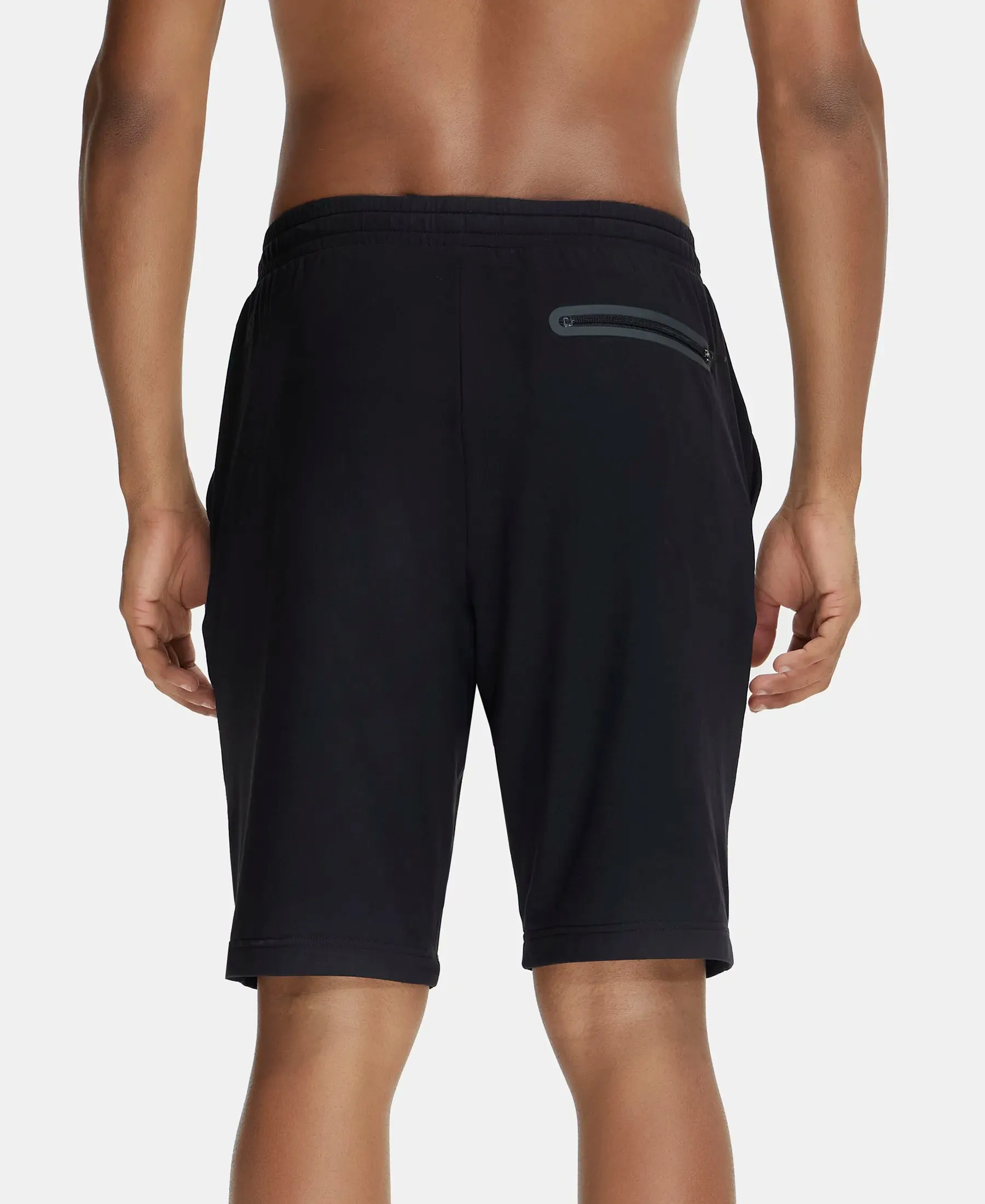 Soft Touch Microfiber Elastane Stretch Shorts with Back Zipper Pocket and StayFresh Treatment - Black
