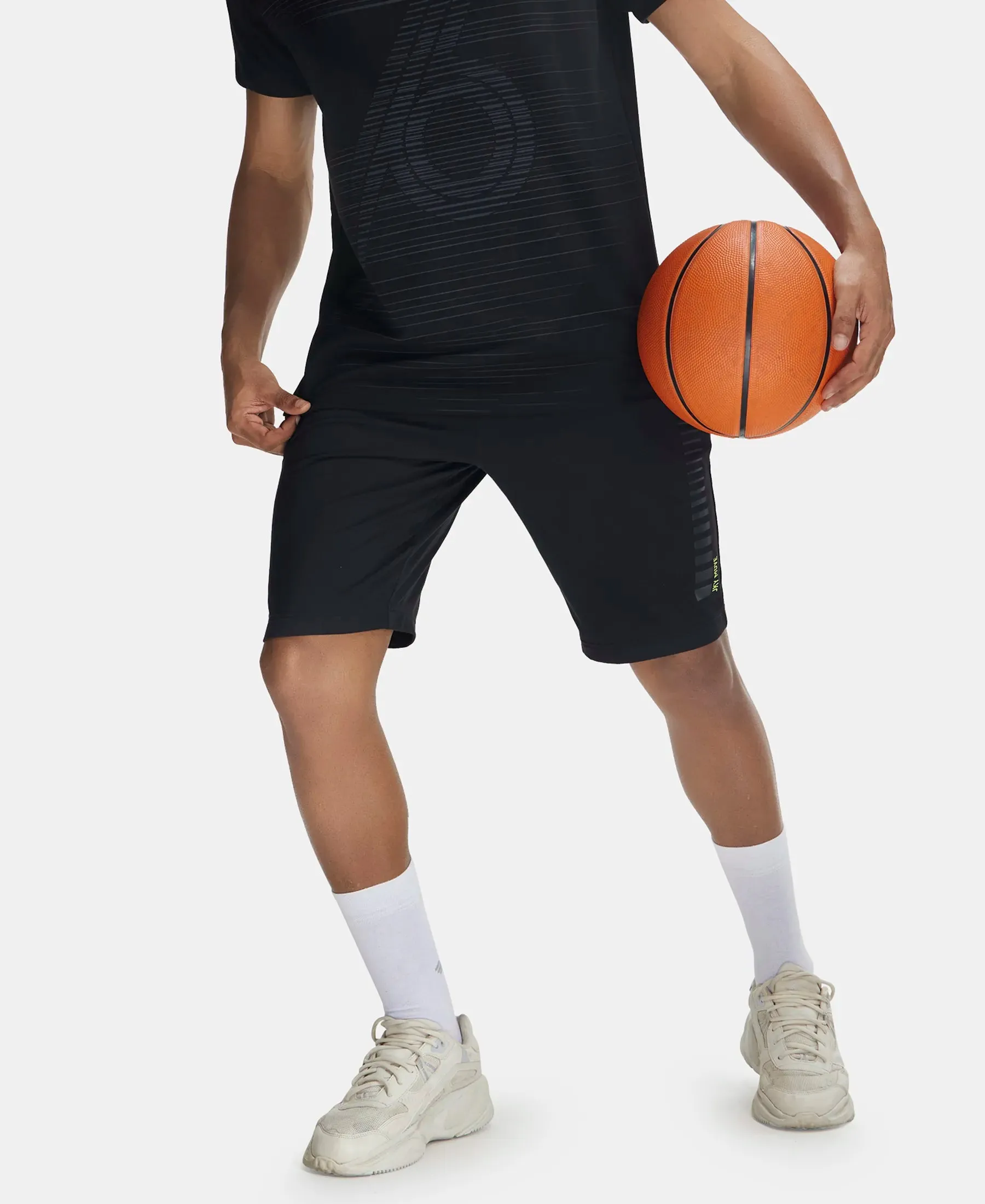 Soft Touch Microfiber Elastane Stretch Shorts with Back Zipper Pocket and StayFresh Treatment - Black