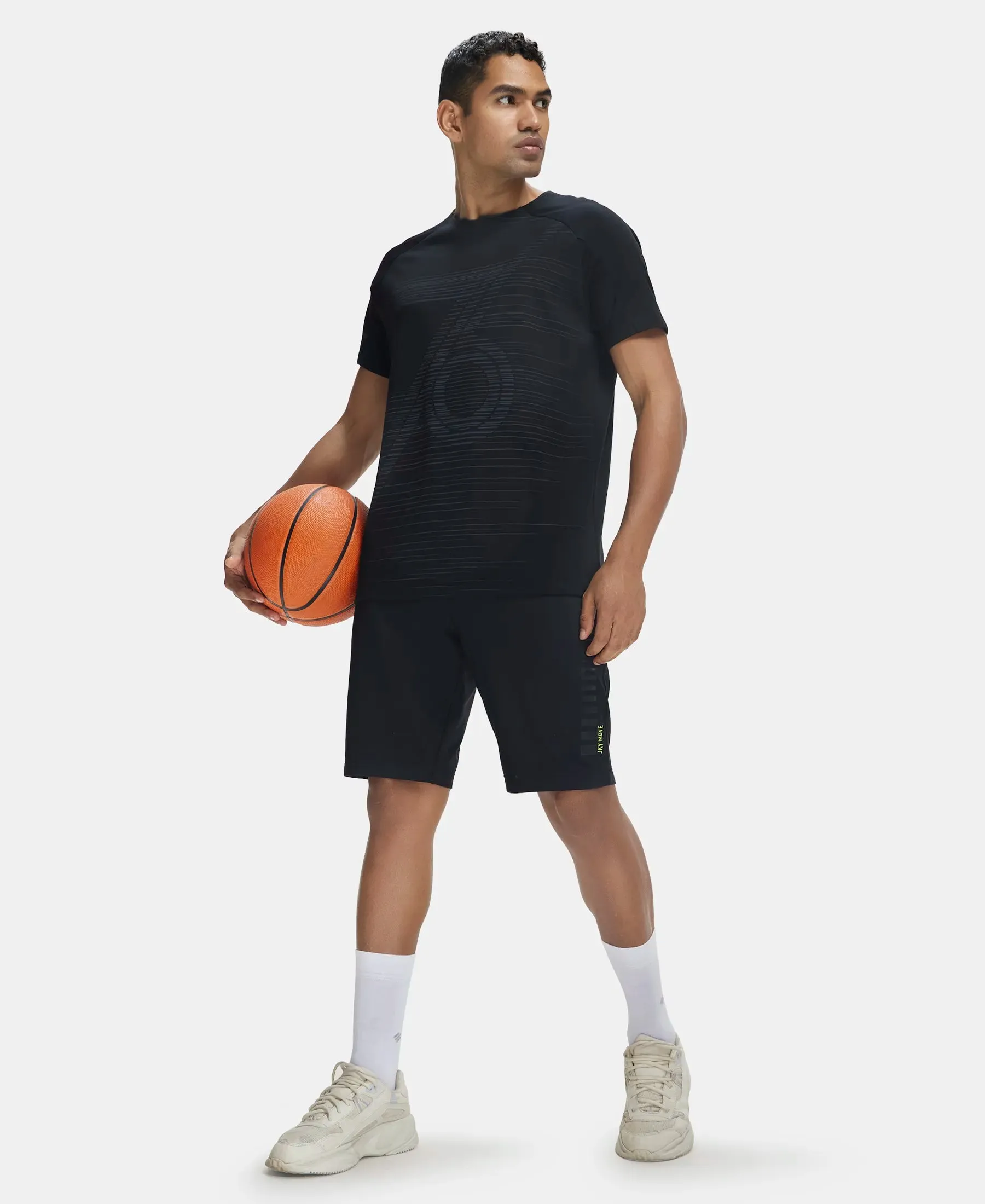 Soft Touch Microfiber Elastane Stretch Shorts with Back Zipper Pocket and StayFresh Treatment - Black