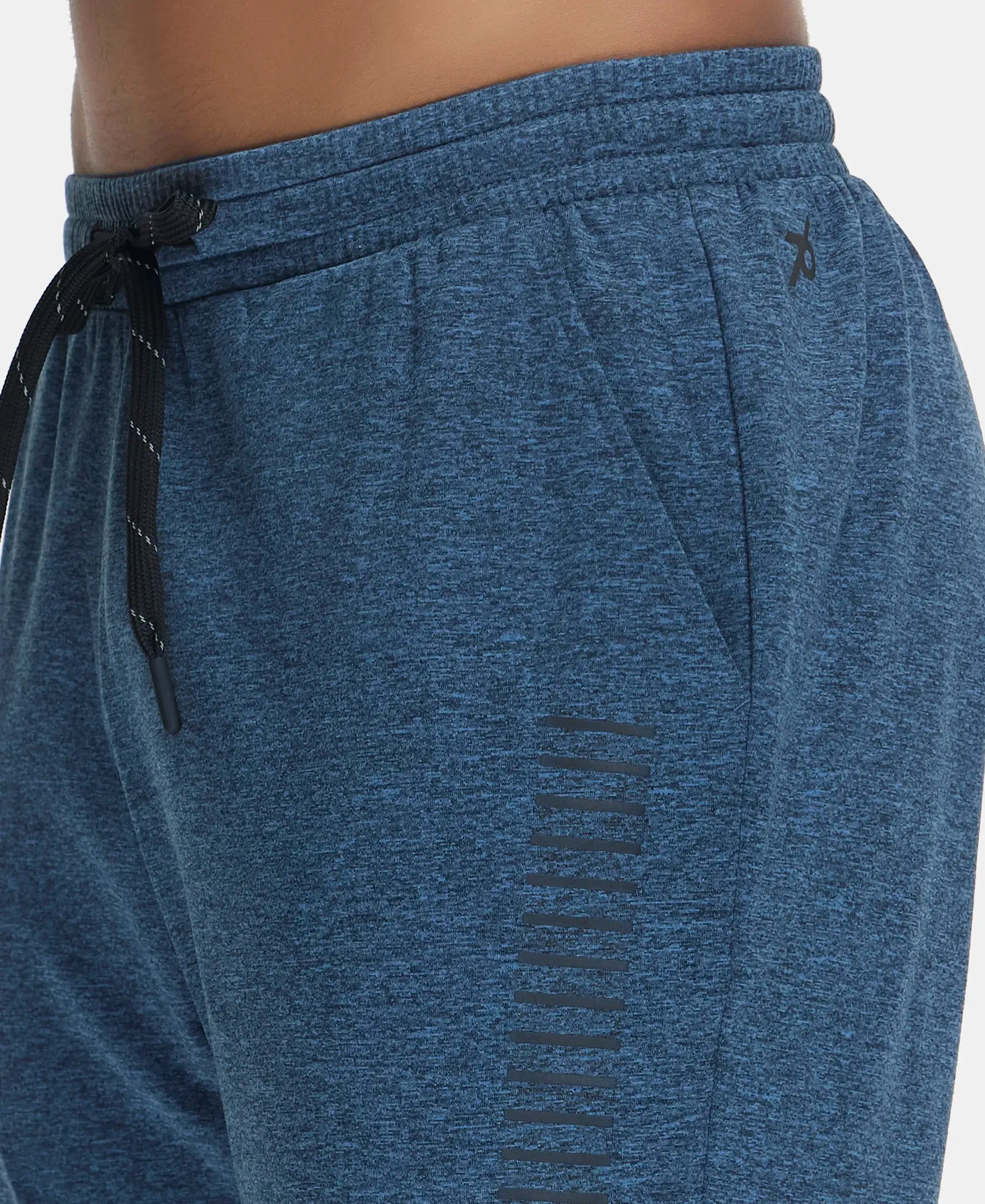 Soft Touch Microfiber Elastane Stretch Shorts with Back Zipper Pocket and StayFresh Treatment - Blue Marl