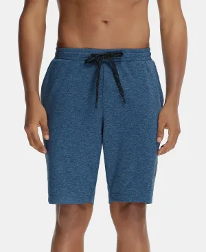 Soft Touch Microfiber Elastane Stretch Shorts with Back Zipper Pocket and StayFresh Treatment - Blue Marl
