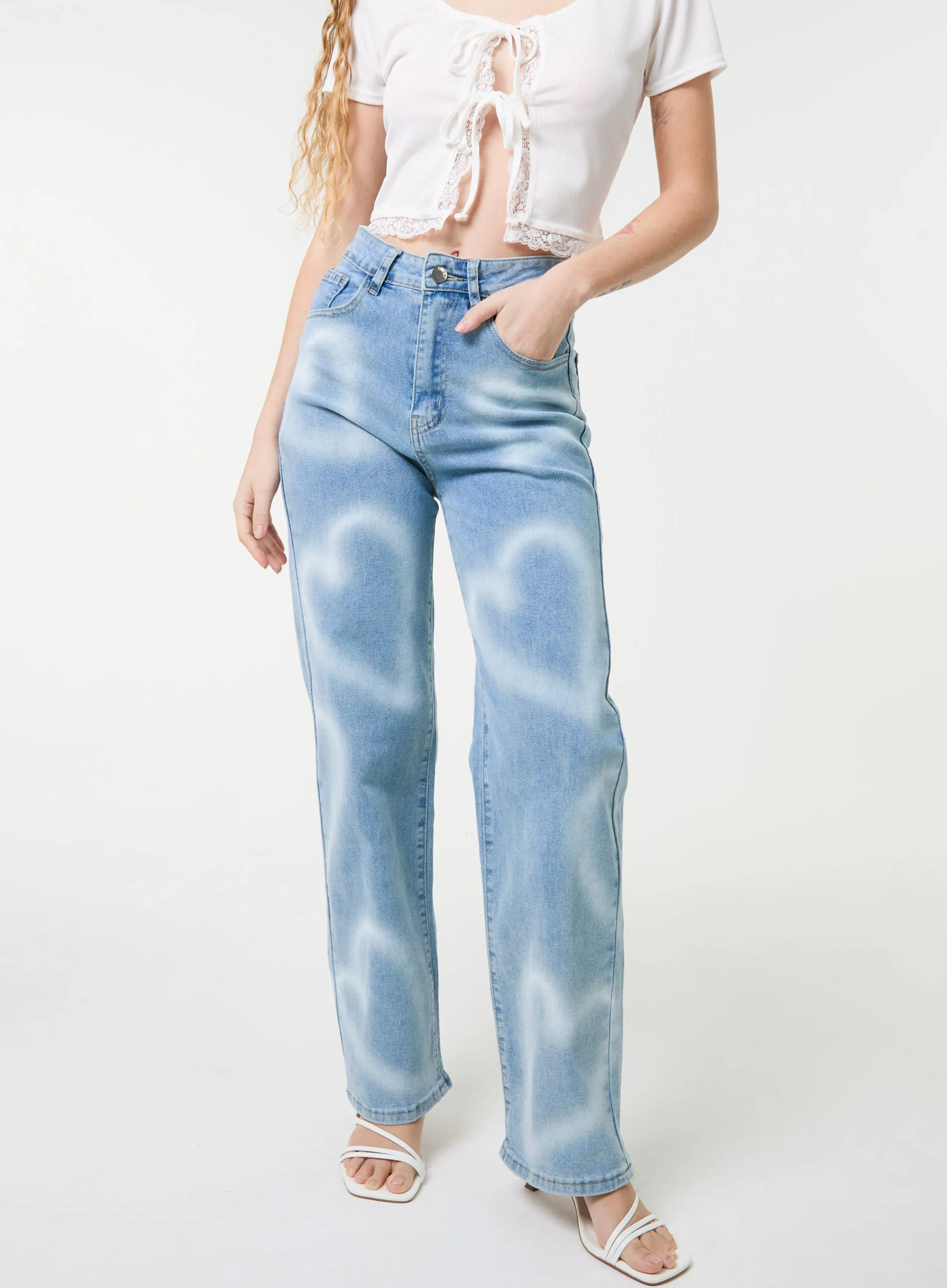 Spray Heart Detail Jeans