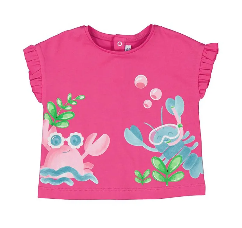 SS25 Mayoral - Fuchsia T-Shirt and Chenille Short Set