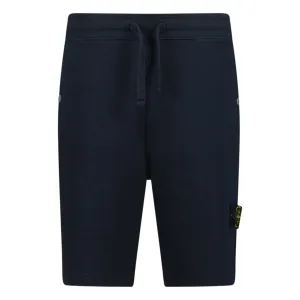 STONE ISLAND BADGE BERMUDA SWEAT SHORTS NAVY