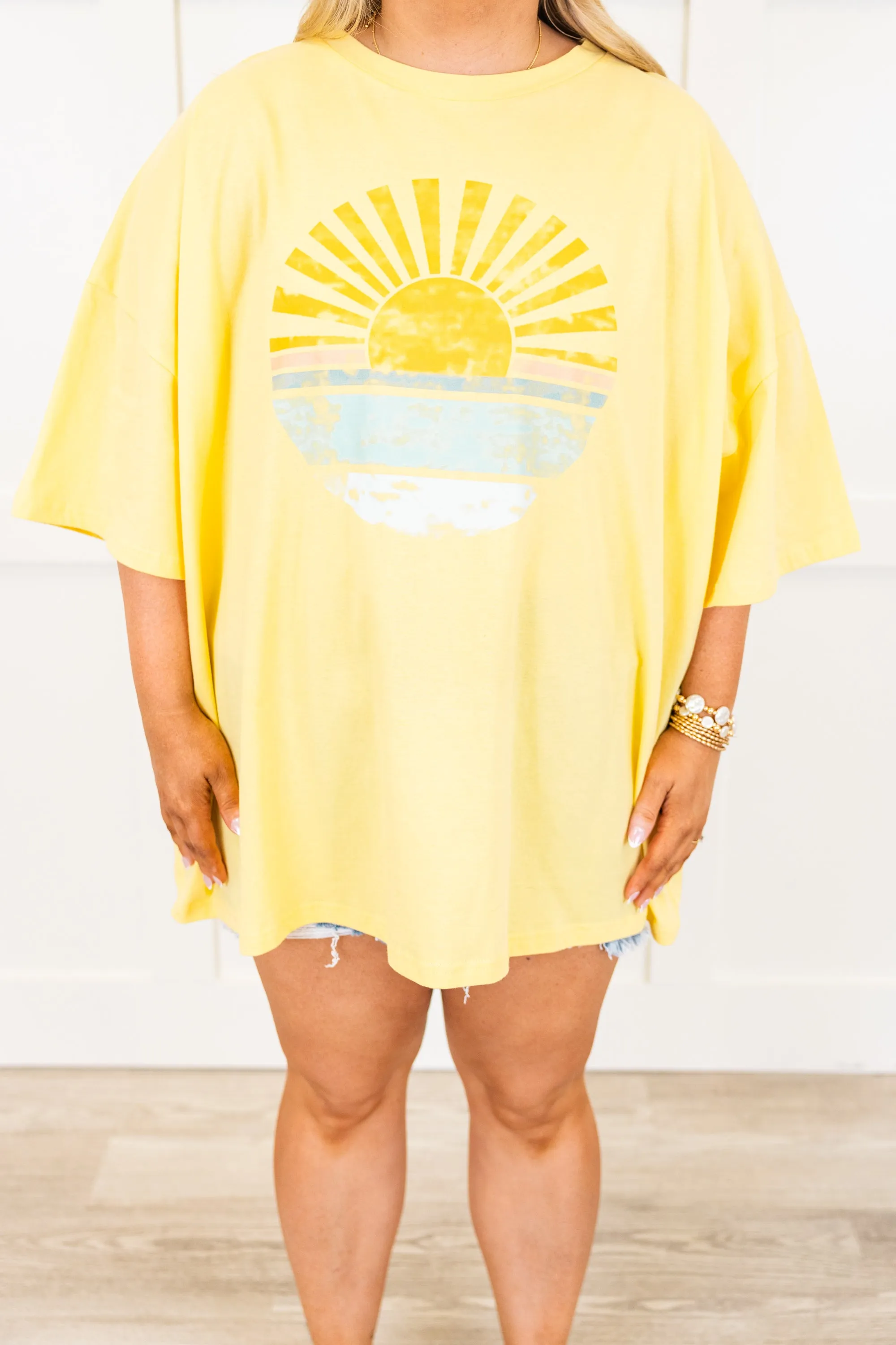 Stop And Watch The Sunset Boyfriend Tee, Butter Yellow
