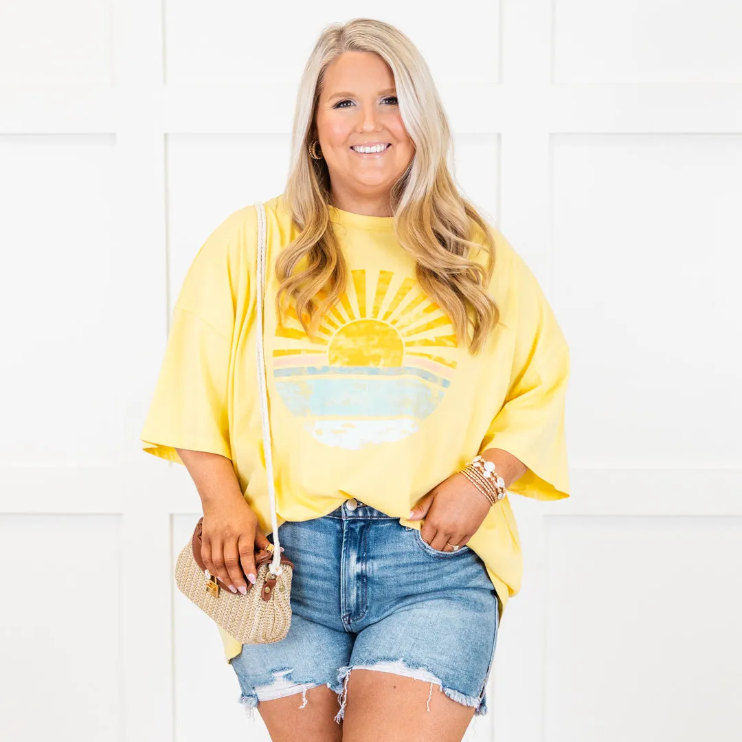 Stop And Watch The Sunset Boyfriend Tee, Butter Yellow