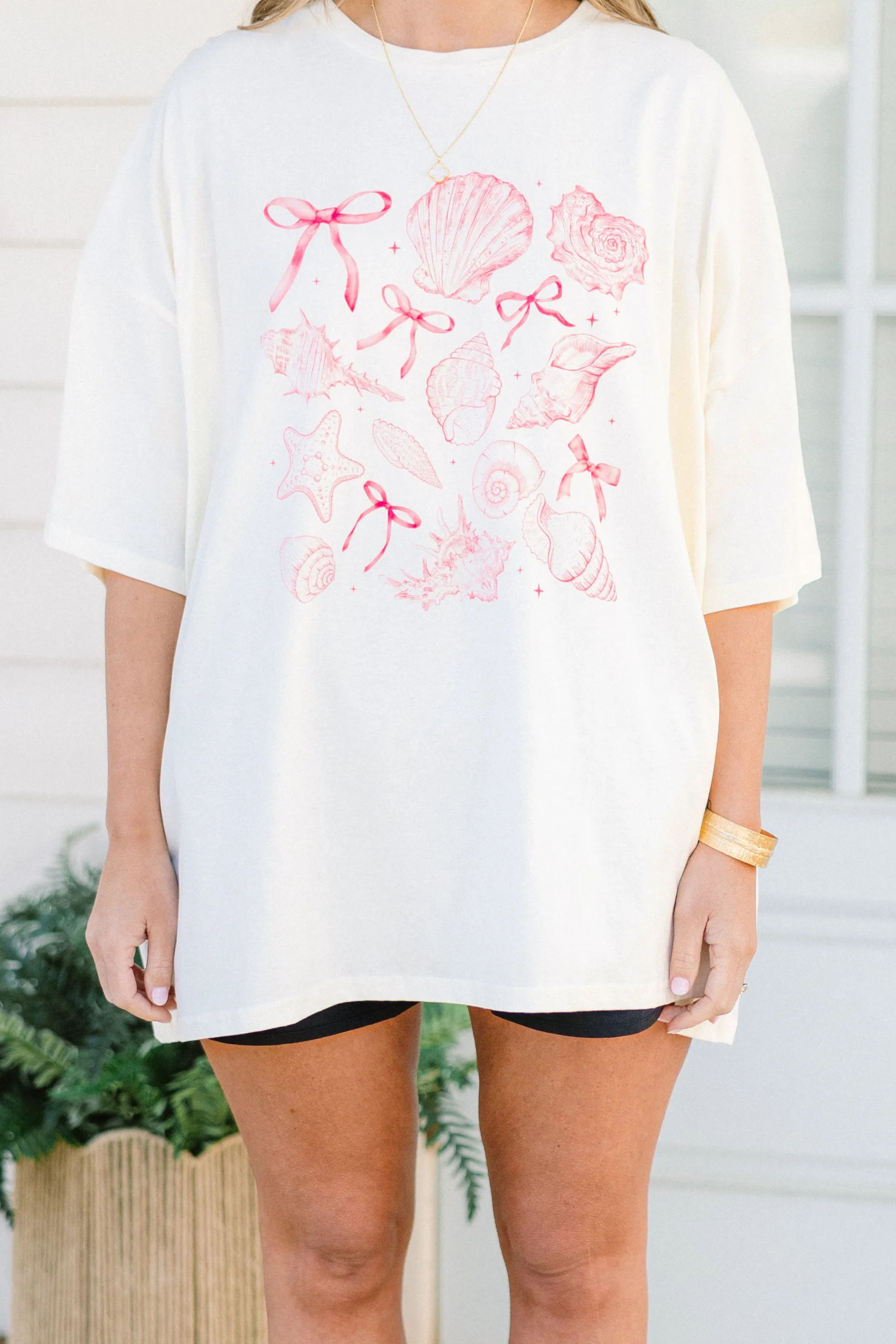Sweet Seashells Boyfriend Tee, Ivory