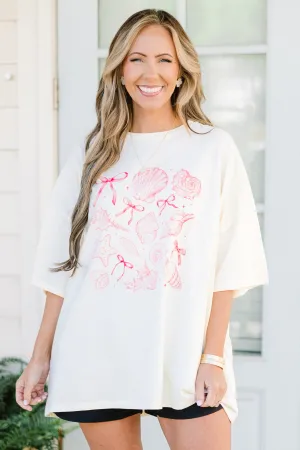 Sweet Seashells Boyfriend Tee, Ivory