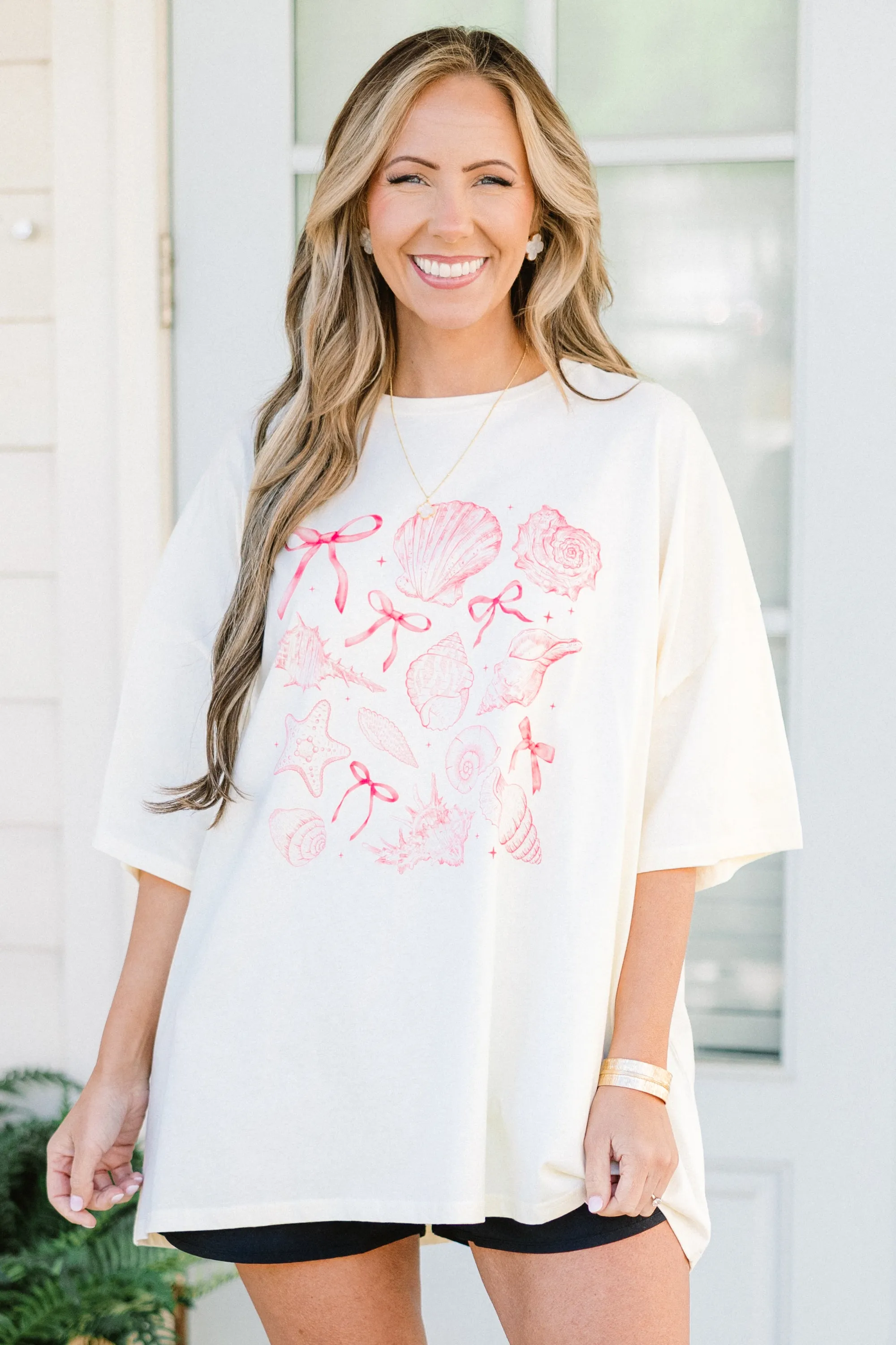 Sweet Seashells Boyfriend Tee, Ivory