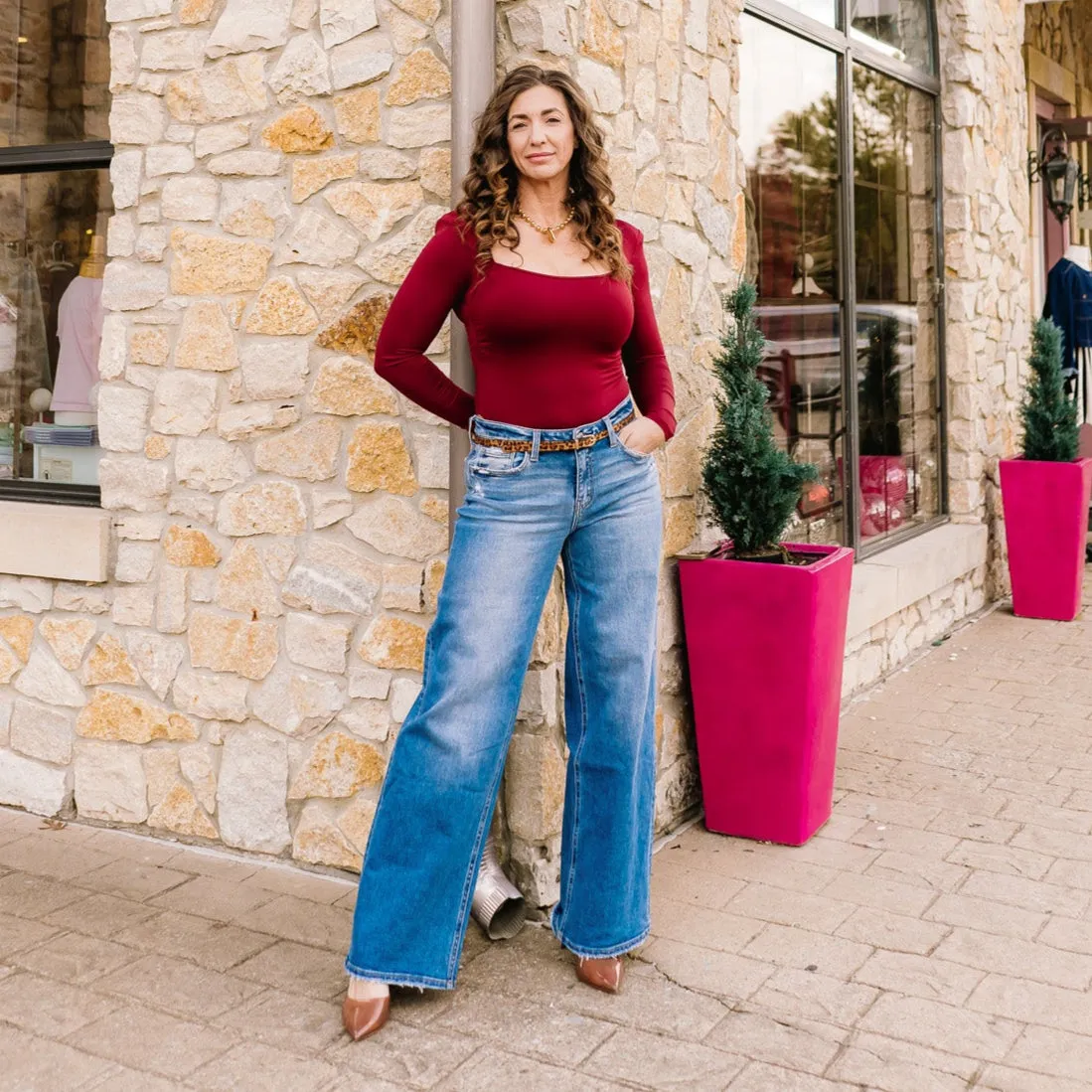 Sweet Voyage Mid Rise Full Length Wide Leg Jeans
